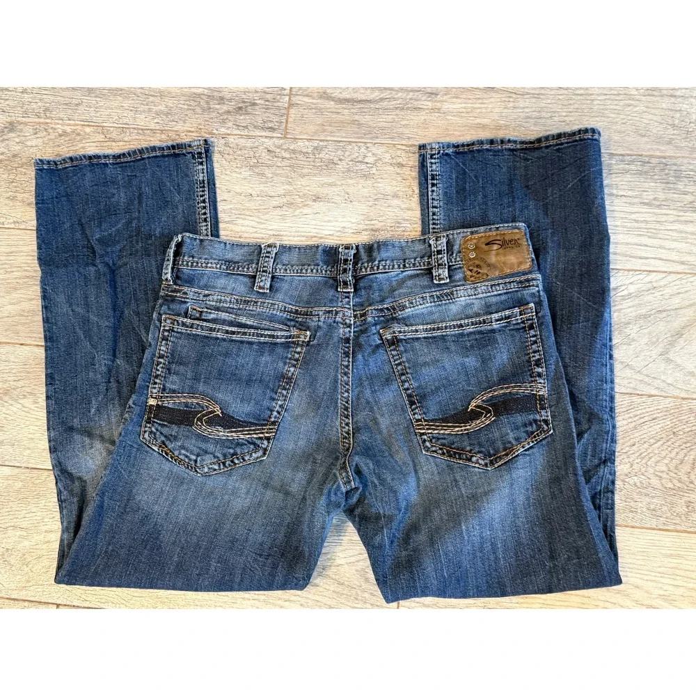 Silver Jeans Zac 36x32 Mens 36 x 32 Blue Relaxed Straight Leg Denim Western
